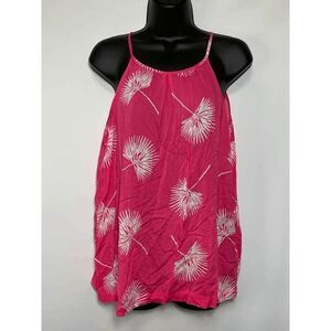 Gap Women's Pink White Floral Sleeveless Button Back Rayon Tank Top Size Small